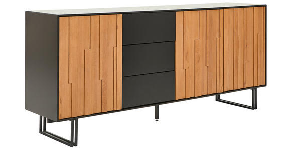 SIDEBOARD 180/77,5/40 cm  - Eichefarben/Schwarz, Trend, Holz/Holzwerkstoff (180/77,5/40cm) - Xora