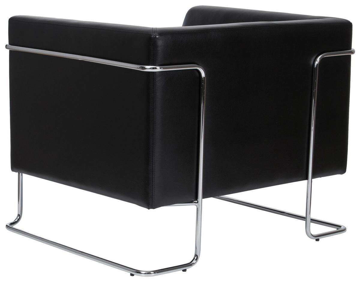DESIGNSESSEL Lederlook Schwarz    - Chromfarben/Schwarz, MODERN, Textil/Metall (88/74/74cm) - MID.YOU