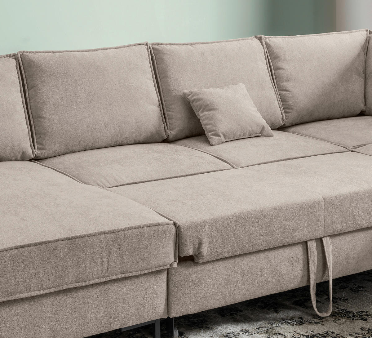 SEDACIA SÚPRAVA, textil, taupe - čierna/taupe, Modern, kov/textil (150/309/198cm) - MID.YOU