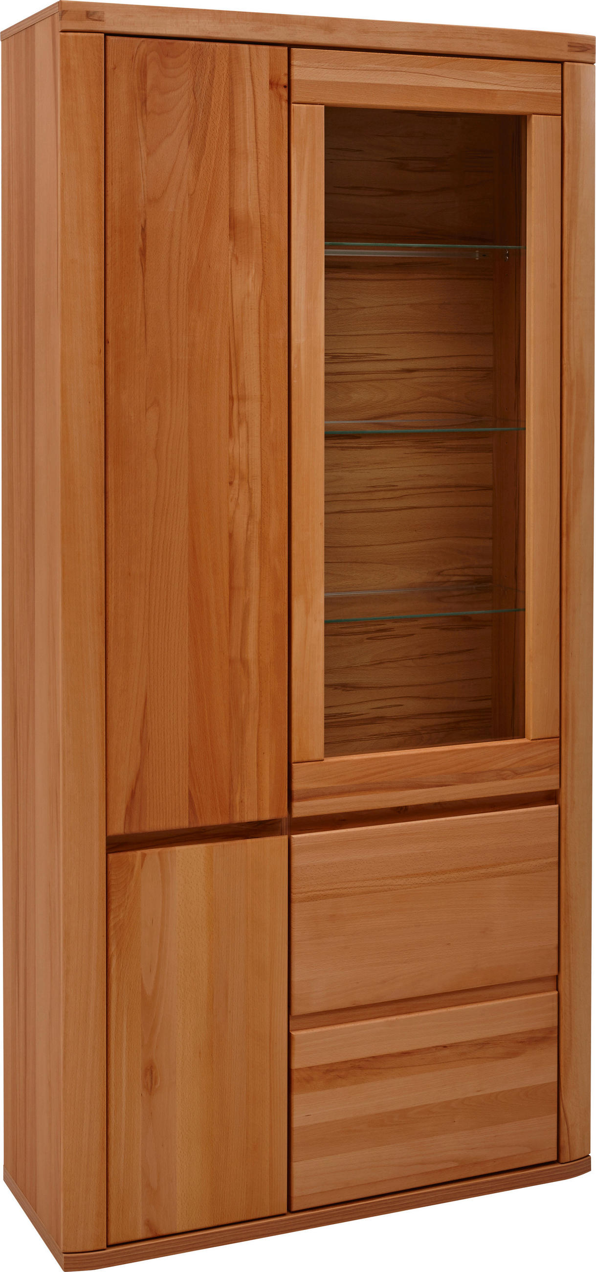 VITRINE in massiv Eiche Kernbuche - Kernbuche/Grau, KONVENTIONELL, Glas/Holz (98/204/38cm) - Voleo