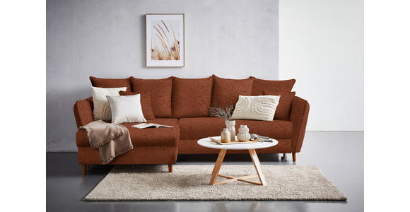 ECKSOFA in Bouclé Rostfarben  - Eichefarben/Rostfarben, KONVENTIONELL, Holz/Textil (284/162cm) - Carryhome