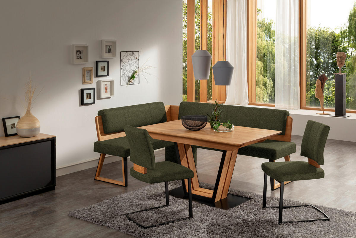 ECKBANK 235/165 cm  in Grün, Wildeiche  - Wildeiche/Schwarz, Design, Holz/Textil (235/165cm) - Venda