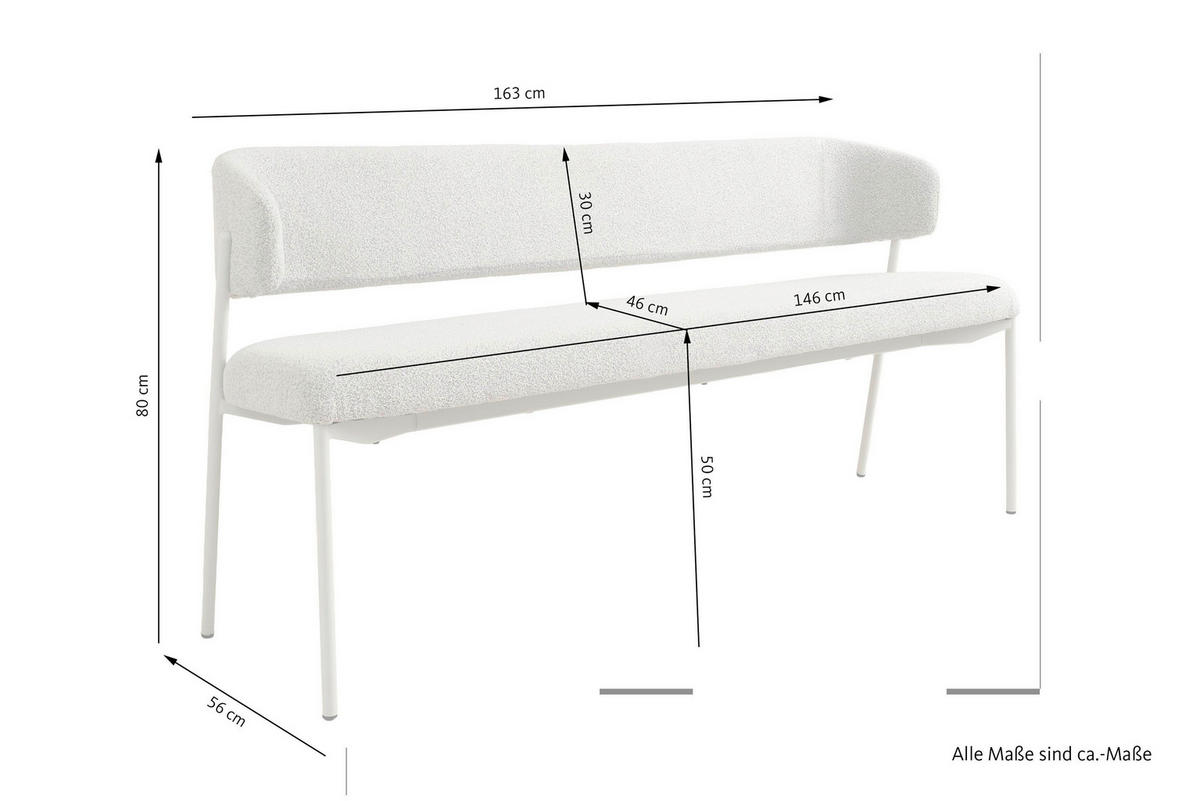 SITZBANK in Metall, Textil Greige  - Greige/Seidengrau, MODERN, Textil/Metall (163/80/56cm) - Schöner Wohnen