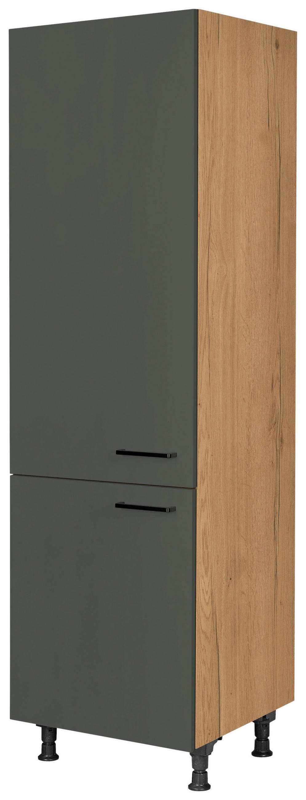 GERÄTEUMBAUSCHRANK 60/216,6/58 cm  in Grün, Eichefarben  - Eichefarben/Schwarz, MODERN, Holzwerkstoff/Metall (60/216,6/58cm) - Nobilia