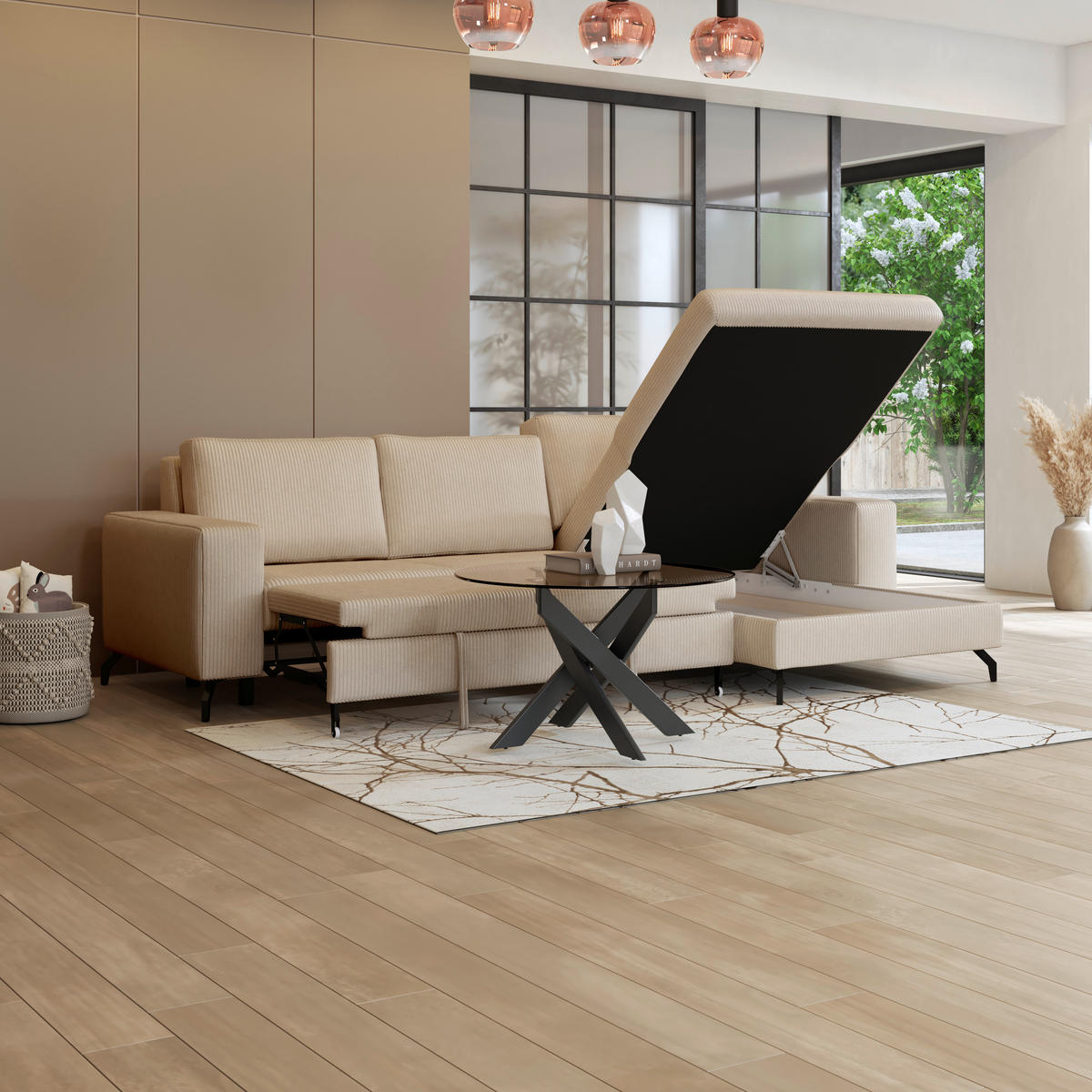 ECKSOFA Creme  - Creme, Trend, Textil (290/178cm) - P & B