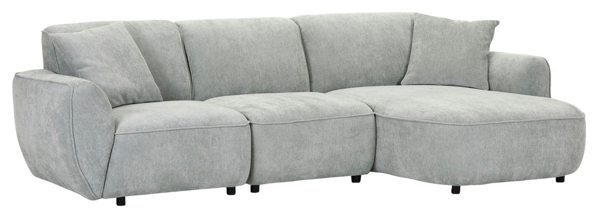 ECKSOFA Salbeigrün Flachgewebe Zierkissen, Rücken echt  - Salbeigrün/Schwarz, KONVENTIONELL, Kunststoff/Textil (285/155cm) - Milino