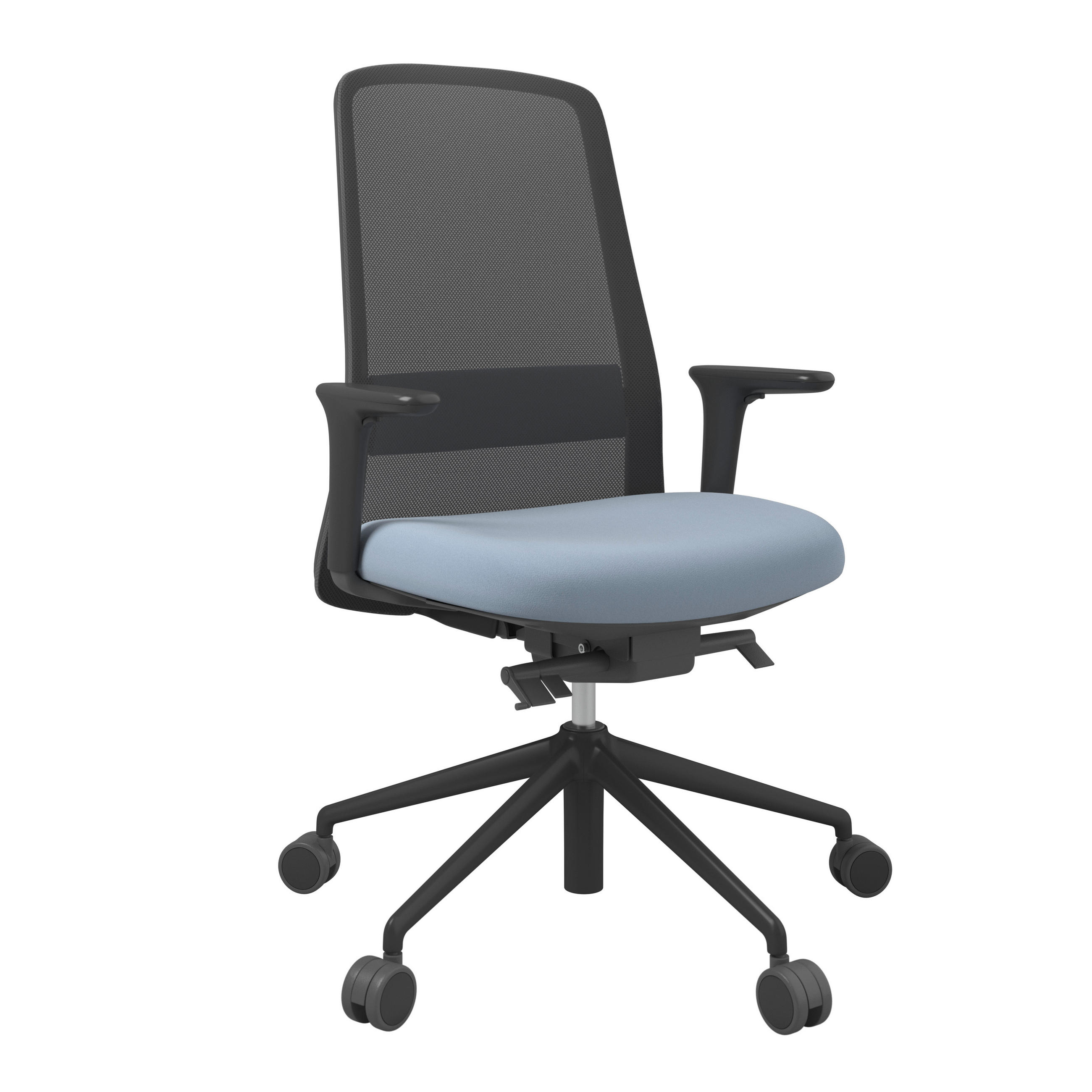 DREHSTUHL Schwarz, Pastellblau  - Pastellblau/Schwarz, MODERN, Kunststoff/Textil (70/103-115/70cm)