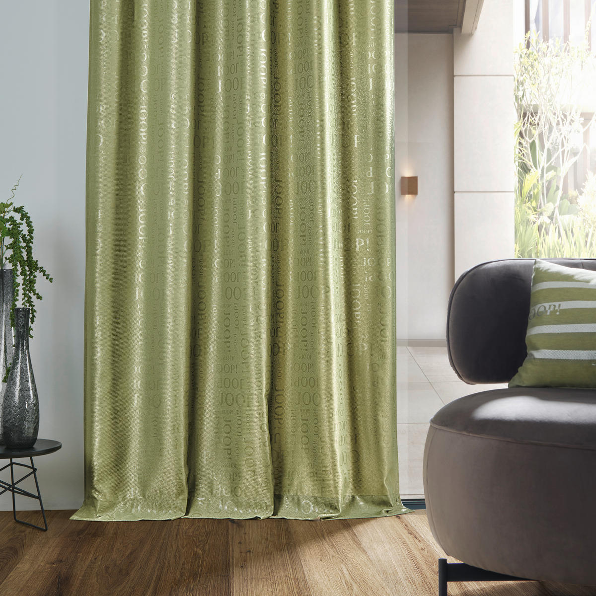 HOTOVÝ ZÁVĚS, neprůsvitné, 130/250 cm - olivově zelená, Design, textil (130/250cm) - Joop!