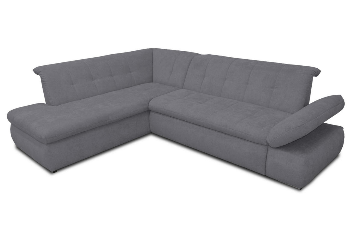 ECKSOFA Dunkelgrau Mikrofaser  - Chromfarben/Dunkelgrau, KONVENTIONELL, Textil/Metall (216/273cm) - MID.YOU