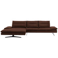 ECKSOFA in Echtleder Braun  - Schwarz/Braun, Modern, Leder/Metall (158/342cm) - Chilliano