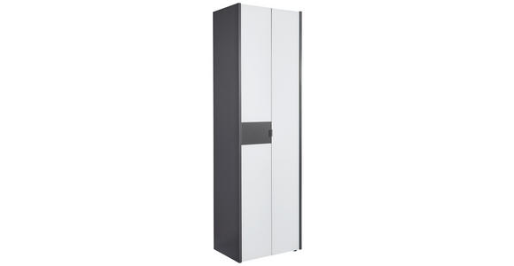 GARDEROBENSCHRANK Graphitfarben, Weiß - Alufarben/Graphitfarben, Design, Glas/Holzwerkstoff (62/199/40cm) - Voleo