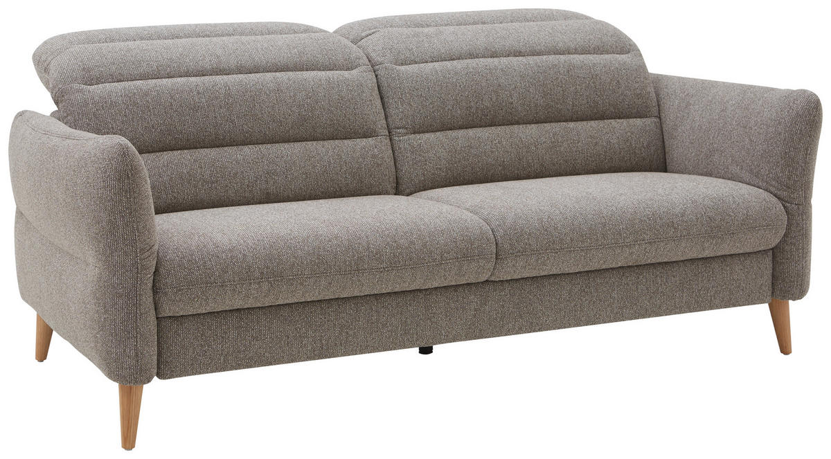 2-SITZER-SOFA in Webstoff Greige  - Eiche Bianco/Greige, Design, Holz/Textil (192-220/85-106/98-112cm) - Dieter Knoll