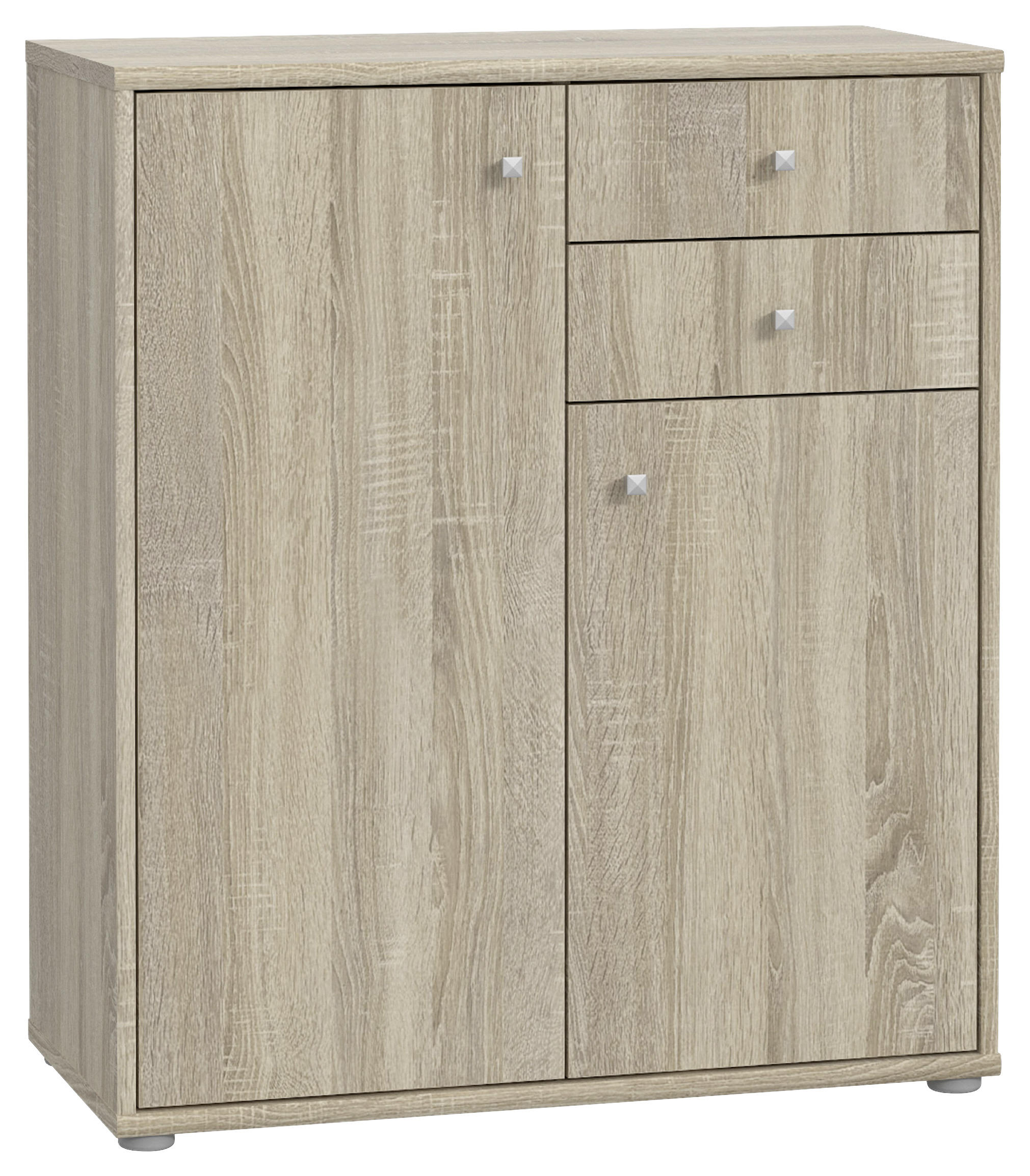 KOMMODE Sonoma Eiche - Alufarben/Sonoma Eiche, Design, Holzwerkstoff/Kunststoff (73,7/85,5/34,8cm)
