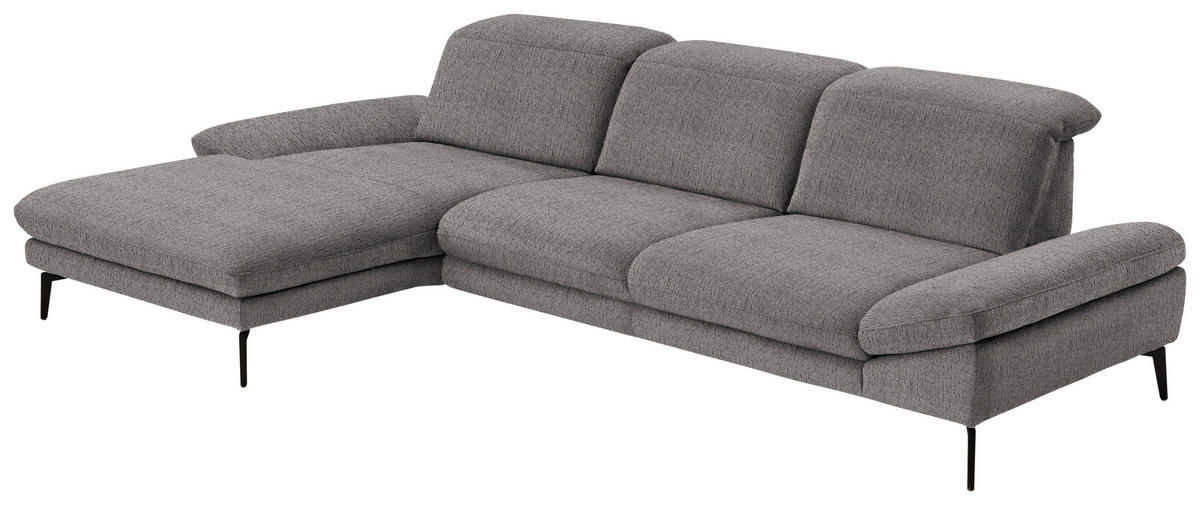 ECKSOFA in Chenille Graubraun  - Graubraun/Schwarz, Design, Textil/Metall (188/319cm) - Beldomo System