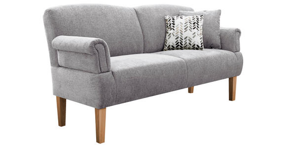 SOFA Flachgewebe Hellgrau  - Hellgrau/Naturfarben, ROMANTIK / LANDHAUS, Holz/Textil (181/98/81cm) - Cantus