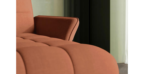 ECKSOFA Rostfarben Flachgewebe Rücken echt, Kopfteilverstellung, Sitztiefenverstellung  - Rostfarben/Schwarz, KONVENTIONELL, Textil/Metall (272/175cm) - Carryhome