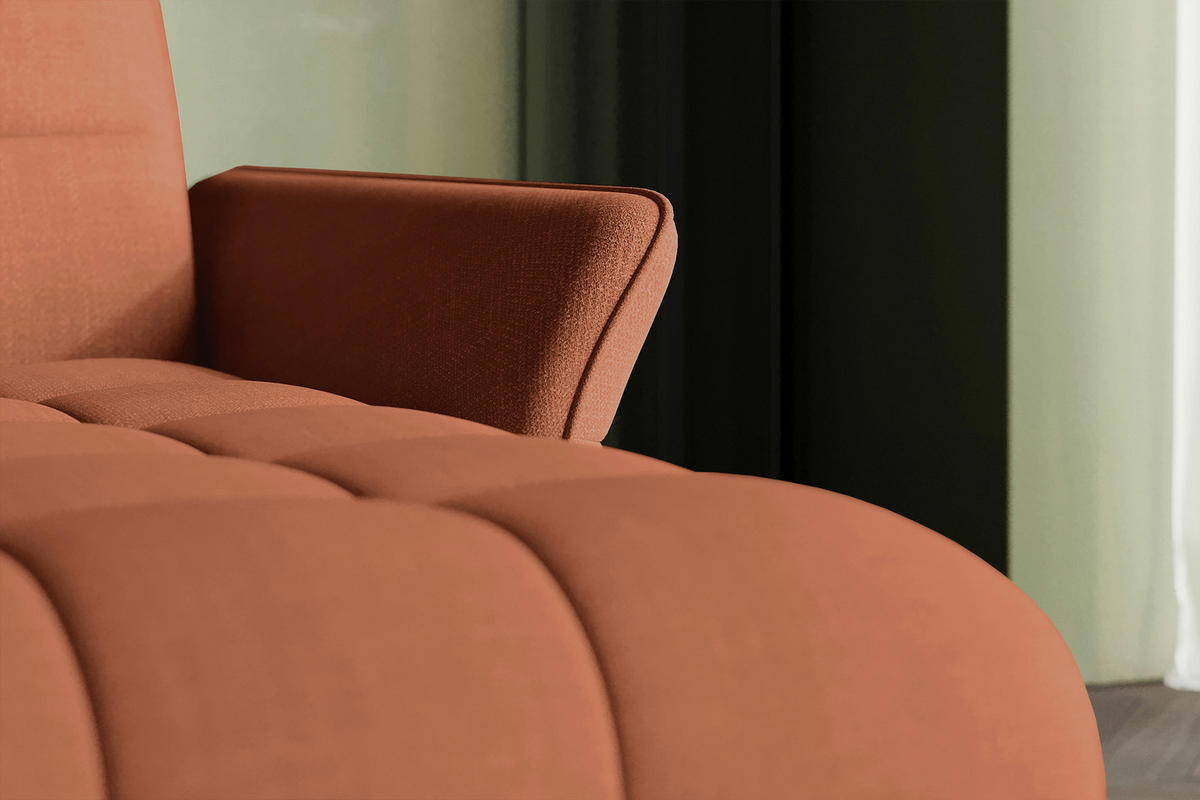 ECKSOFA Rostfarben Flachgewebe Rücken echt, Kopfteilverstellung, Sitztiefenverstellung  - Rostfarben/Schwarz, KONVENTIONELL, Textil/Metall (272/175cm) - Carryhome
