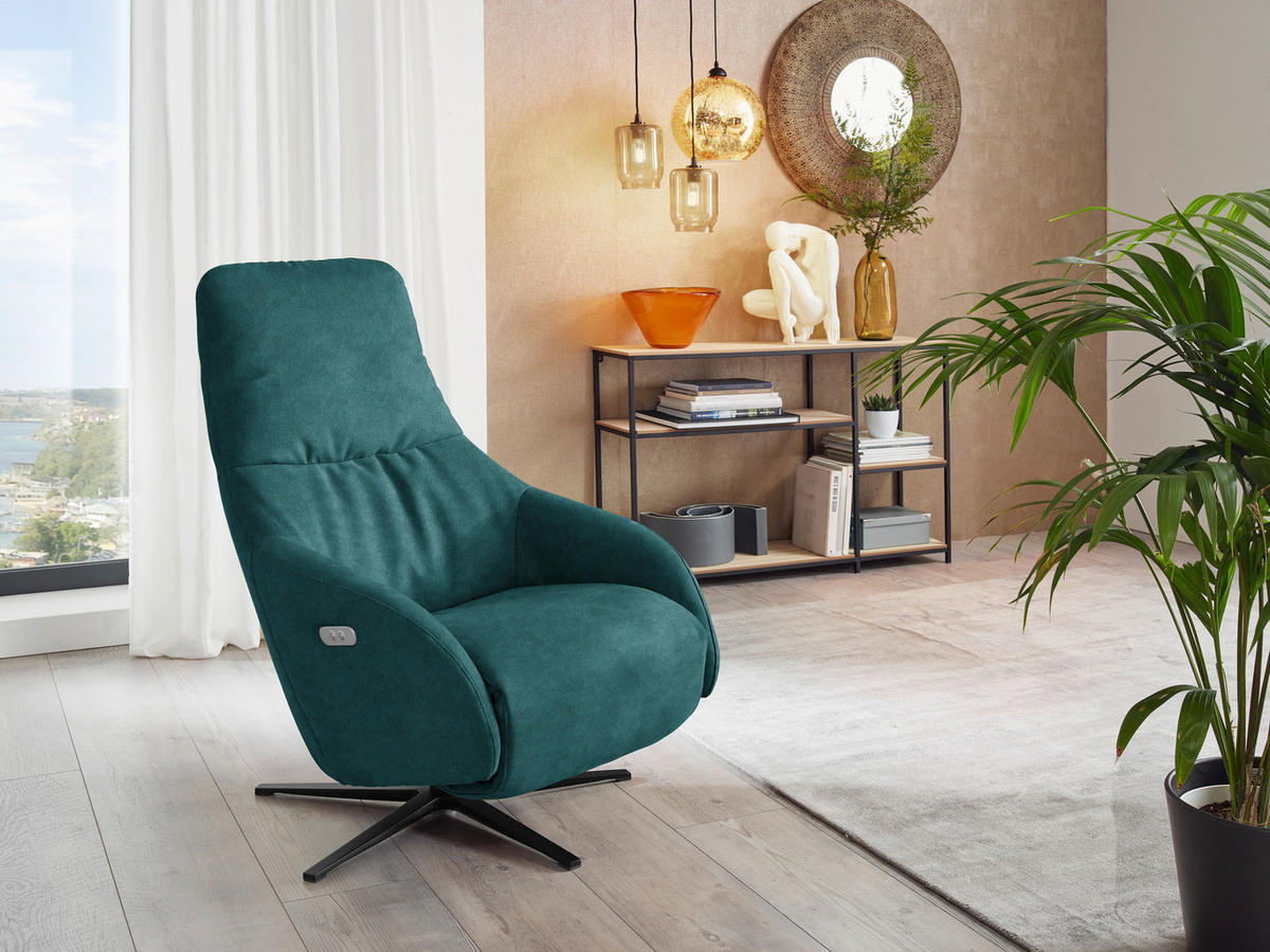 RELAXSESSEL in Textil Opal  - Opal/Schwarz, Design, Textil/Metall (77/108/95cm) - Chilliano