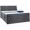 BOXSPRINGBETT 180/200 cm,  in Dunkelgrau, Matratze, gepolstertes Kopfteil, Bettkasten, Topper, H2 = mittel  - Dunkelgrau/Schwarz, KONVENTIONELL, Kunststoff/Textil (180/200cm) - Carryhome