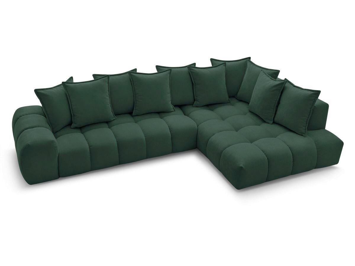 ECKSOFA Ottomane rechts  EVEREST Grün Struktur  - Schwarz/Grün, MODERN, Kunststoff/Textil (352/210cm)