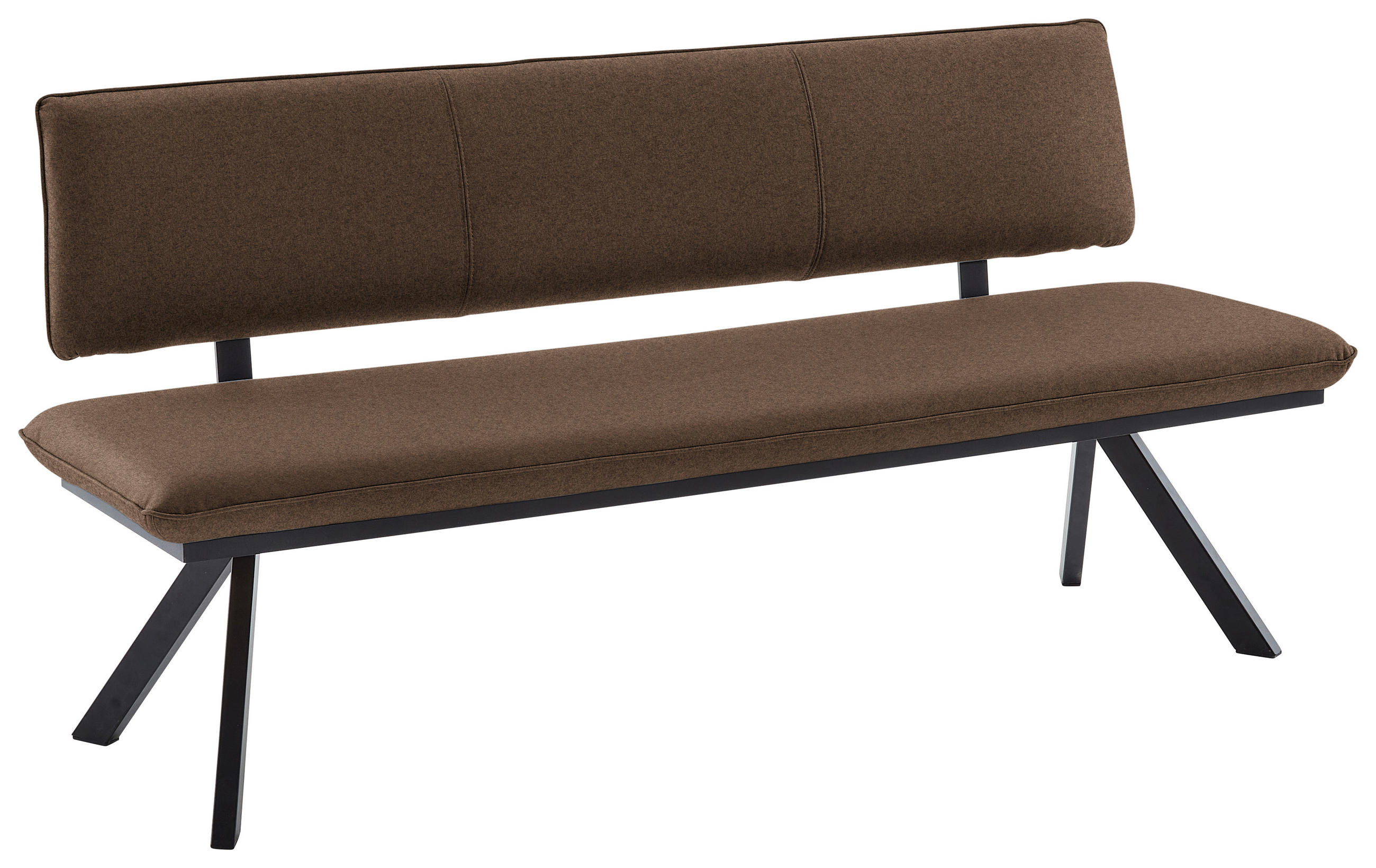 SITZBANK in Metall, Textil Schwarz, Dunkelbraun  - Dunkelbraun/Schwarz, Design, Textil/Metall (180/86,5/60cm) - Cantus