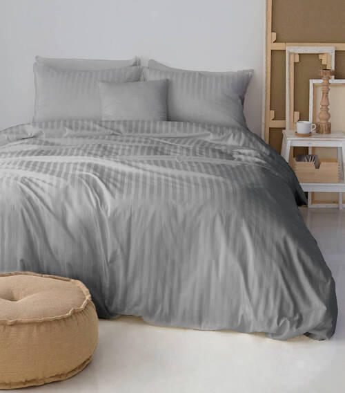 KOPFKISSENBEZUG Bio Stripe 65/65 cm  - Hellgrau, Basics, Textil (65/65cm) - Bio:Vio