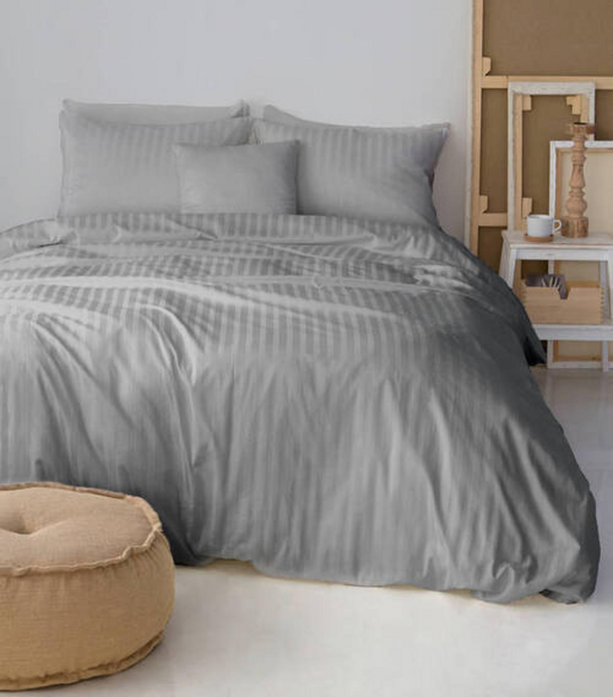 KOPFKISSENBEZUG Bio Stripe 65/65 cm  - Hellgrau, Basics, Textil (65/65cm) - Bio:Vio