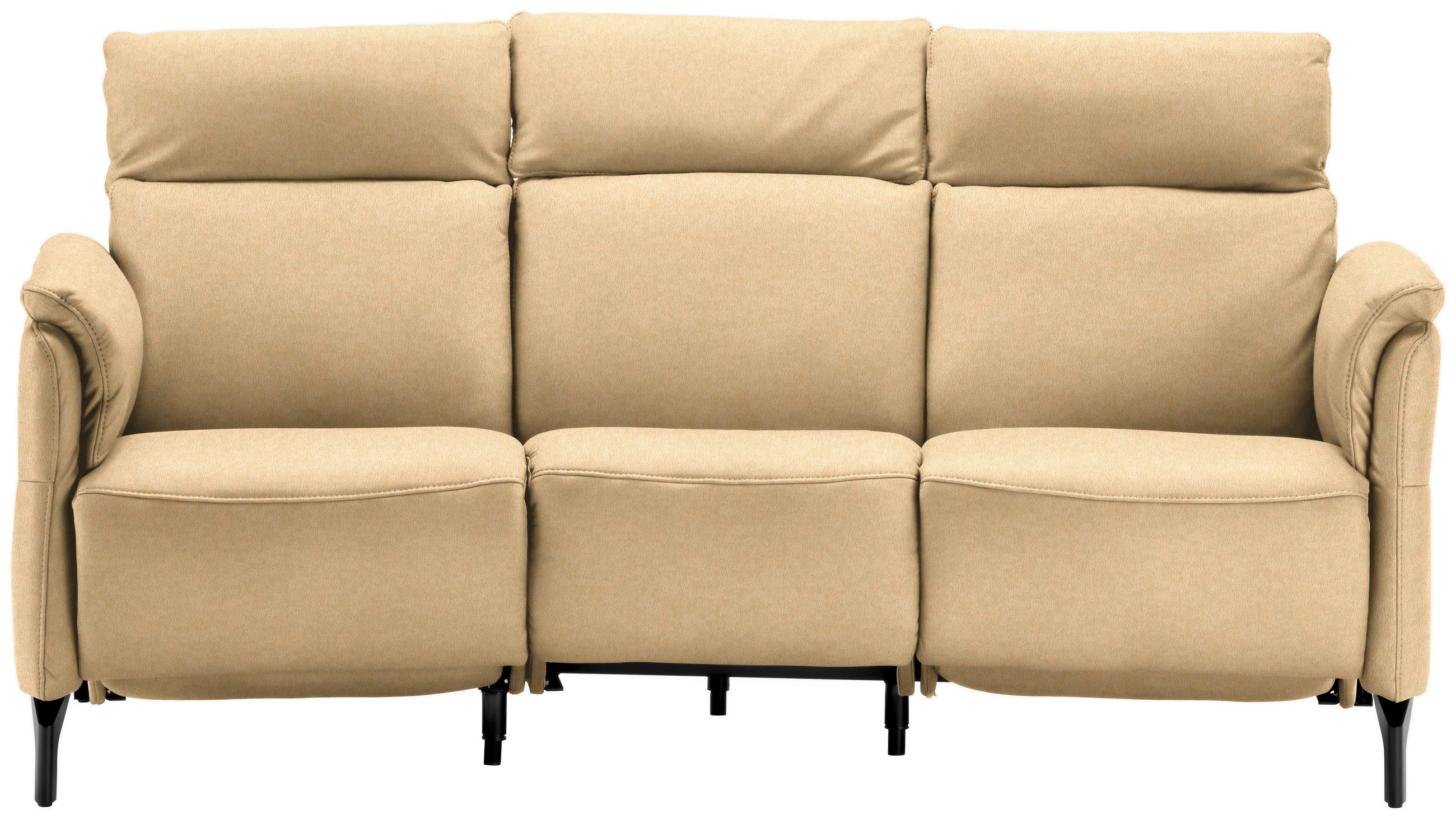 TRAPEZSOFA  in Mikrofaser Beige  - Beige/Schwarz, KONVENTIONELL, Textil/Metall (221/103/95cm) - Dieter Knoll