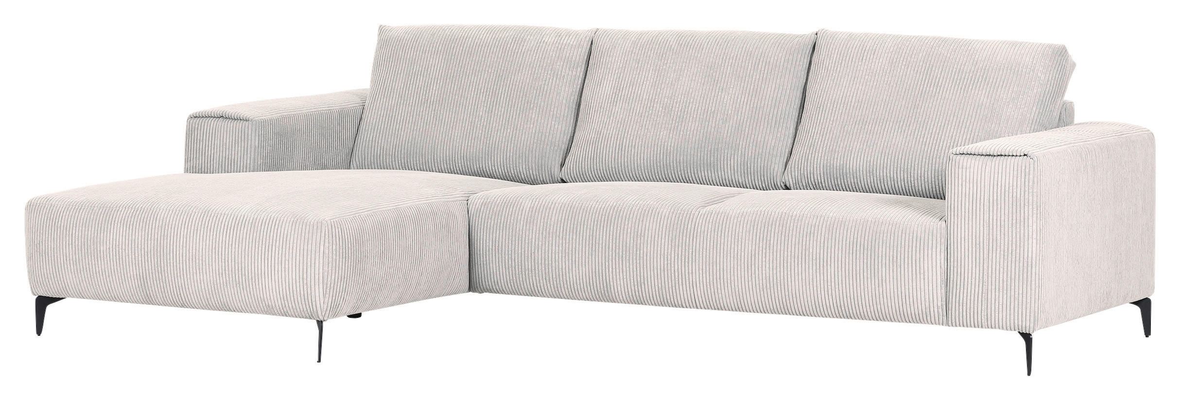 ECKSOFA in Cord Naturfarben  - Schwarz/Naturfarben, Konventionell, Textil/Metall (170/285cm) - Carryhome