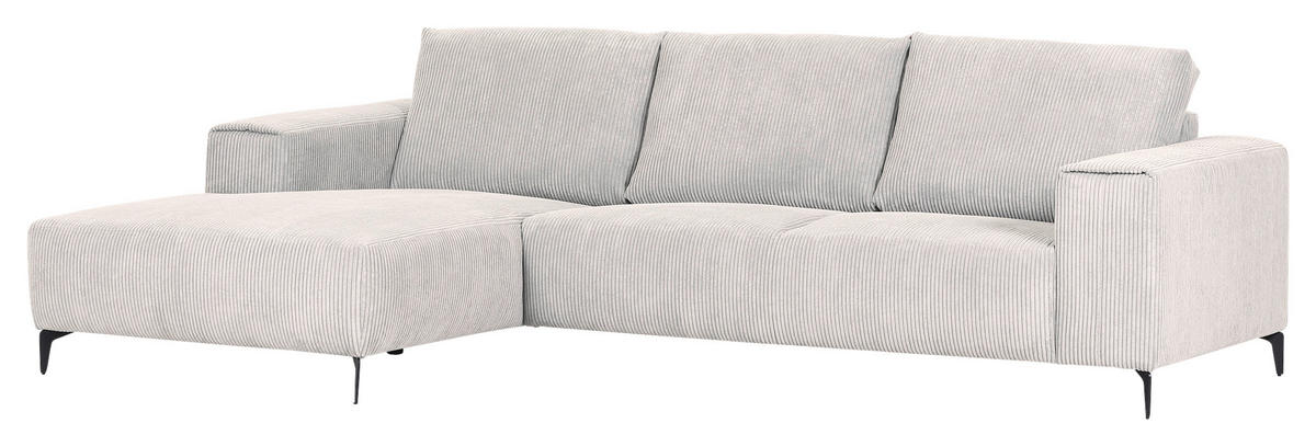 ECKSOFA in Cord Naturfarben  - Schwarz/Naturfarben, Konventionell, Textil/Metall (170/285cm) - Carryhome