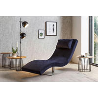 RELAXLIEGE in Samt Blau  - Blau/Silberfarben, MODERN, Textil/Metall (60/82/170cm) - Livetastic