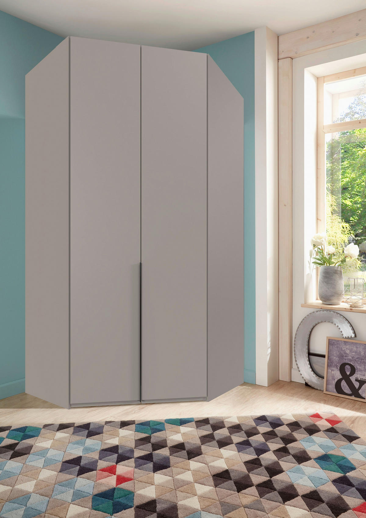 ECKKLEIDERSCHRANK 120/236/120 cm Grau, Sahara  - Schwarz/Grau, MODERN, Holzwerkstoff/Metall (120/236/120cm) - MID.YOU