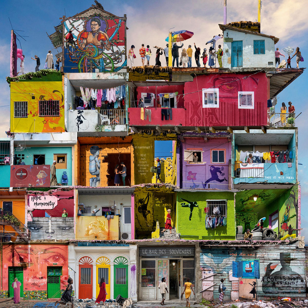 KUNSTDRUCK 14/14 cm  - Blau/Gelb, Basics, Papier (14/14cm) - Monee