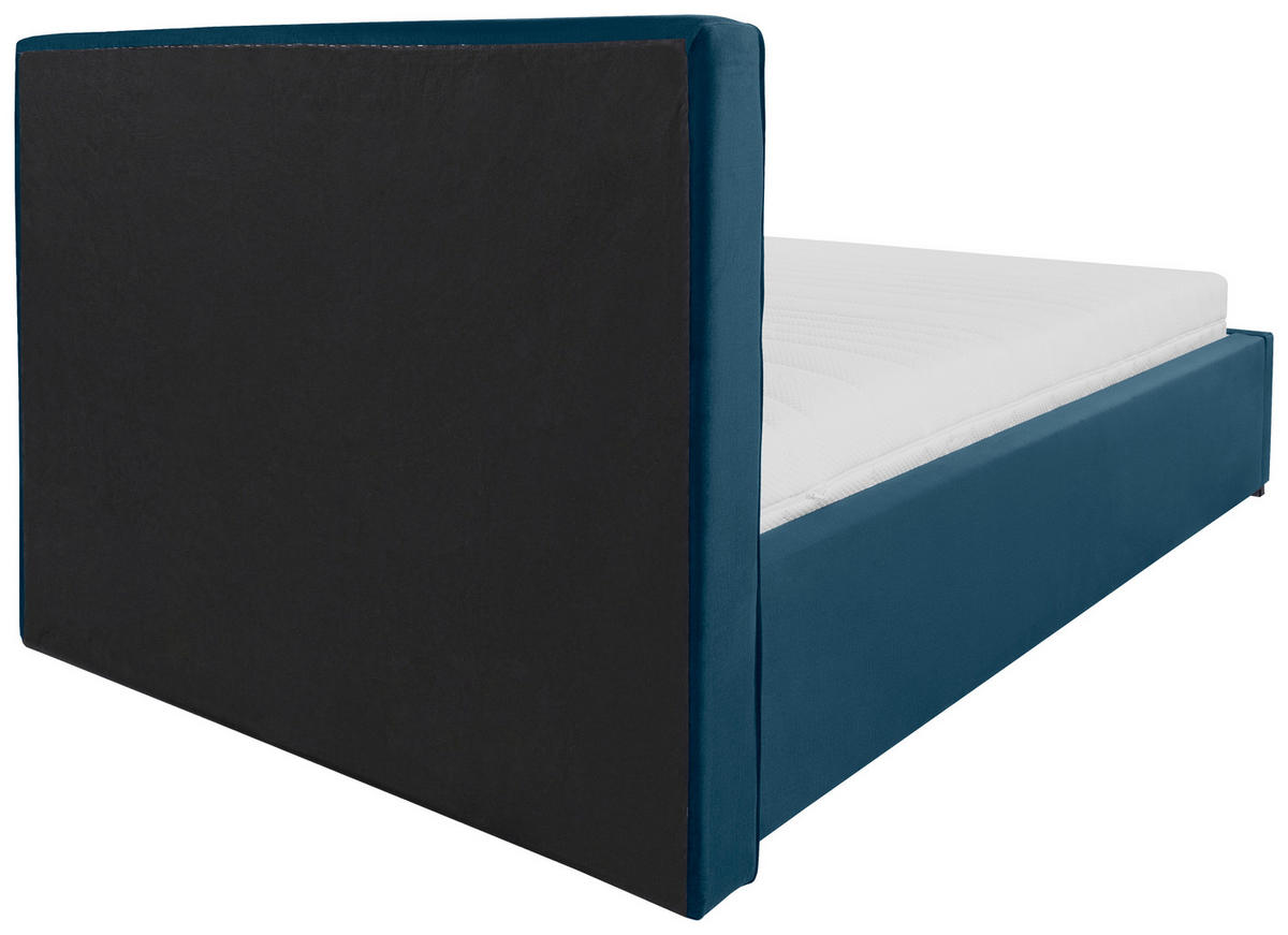 POLSTERBETT 140/200 cm  in Dunkelblau  - Chromfarben/Kernbuche, Modern, Holz/Textil (140/200cm) - MID.YOU