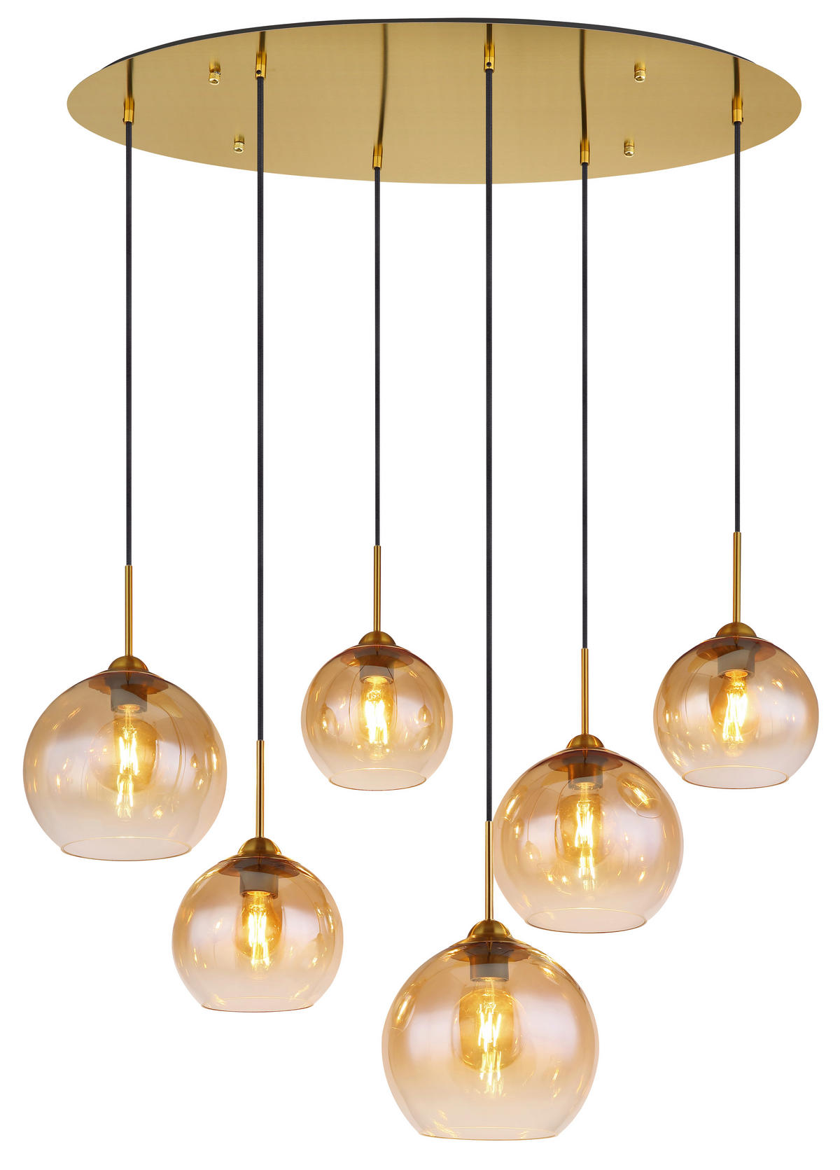 ZÁVĚSNÉ SVÍTIDLO, 97,5/40/150 cm  - čiré/barvy mosazi, Design, kov/sklo (97,5/40/150cm) - Globo