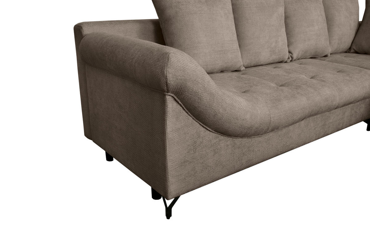 ECKSOFA Braun Struktur  - Schwarz/Braun, KONVENTIONELL, Textil/Metall (274/194cm) - Carryhome