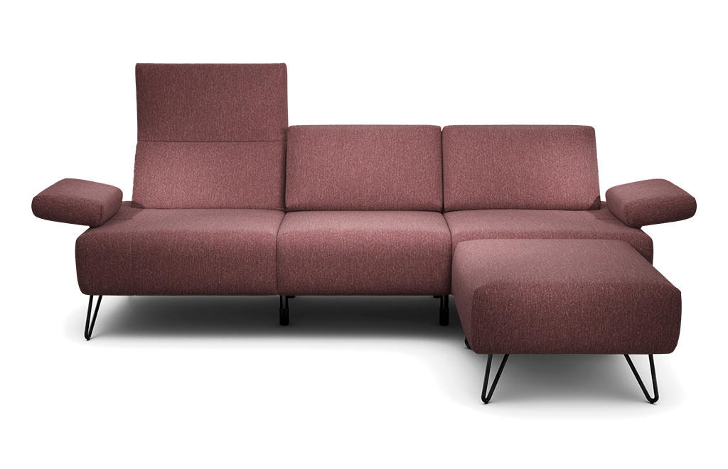 3-SITZER-SOFA Chenille Rot  - Rot/Schwarz, Design, Textil/Metall (234-264/85/86-94cm) - SENSOO