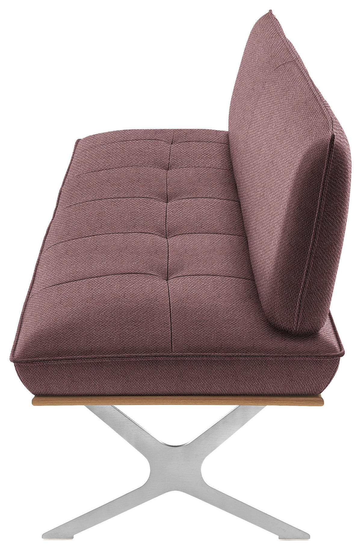 SITZBANK in Holz, Textil Nussbaumfarben, Nickelfarben, Altrosa  - Edelstahlfarben/Nussbaumfarben, Design, Holz/Textil (214/88/66cm) - Koinor