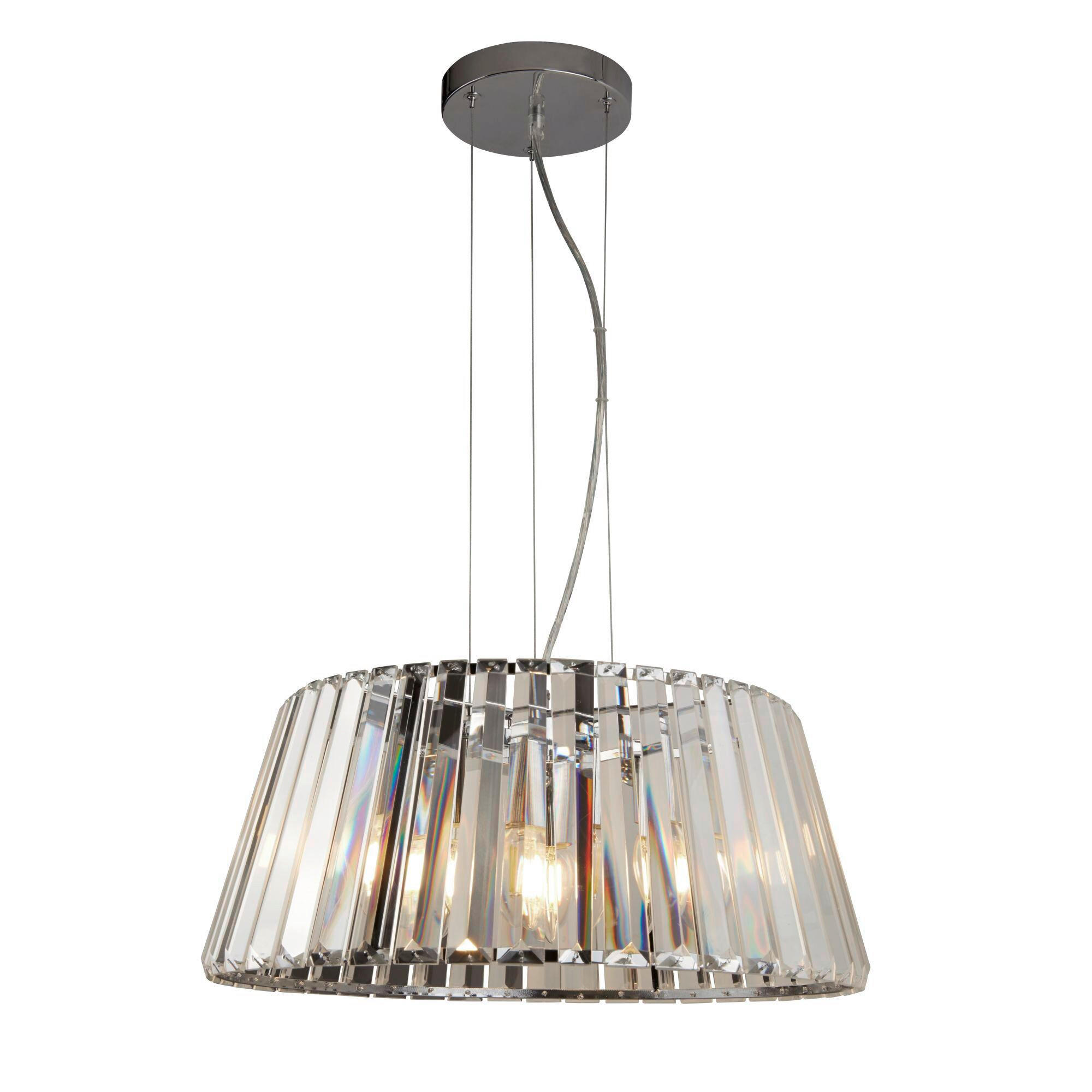 KRISTALL-HÄNGELEUCHTE 47/150 cm   - Chromfarben, Design, Glas/Metall (47/150cm)
