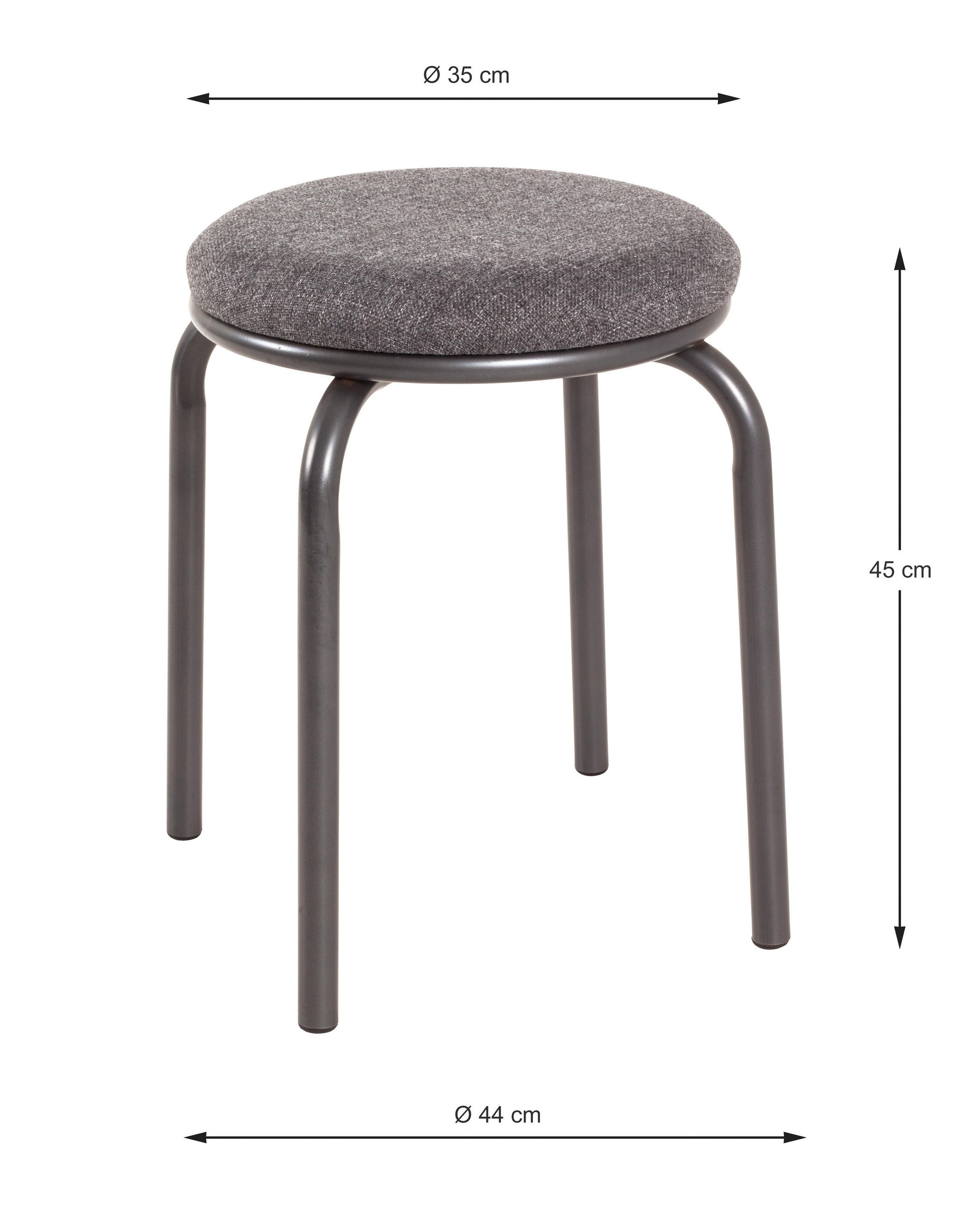 STOHOVATELNÁ STOLIČKA, kov, textil, 46/45/46 cm - šedá/antracitová, kov/textil (46/45/46cm) - Boxxx