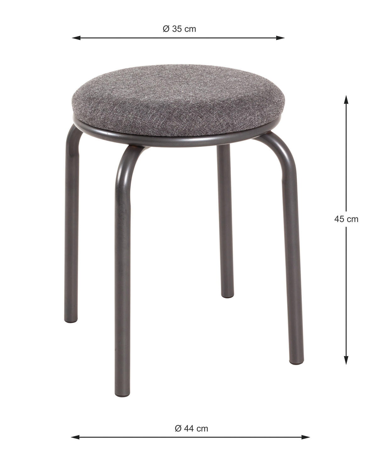 TABURET STIVUIBIL - antracit/gri, metal/textil (46/45/46cm) - Boxxx
