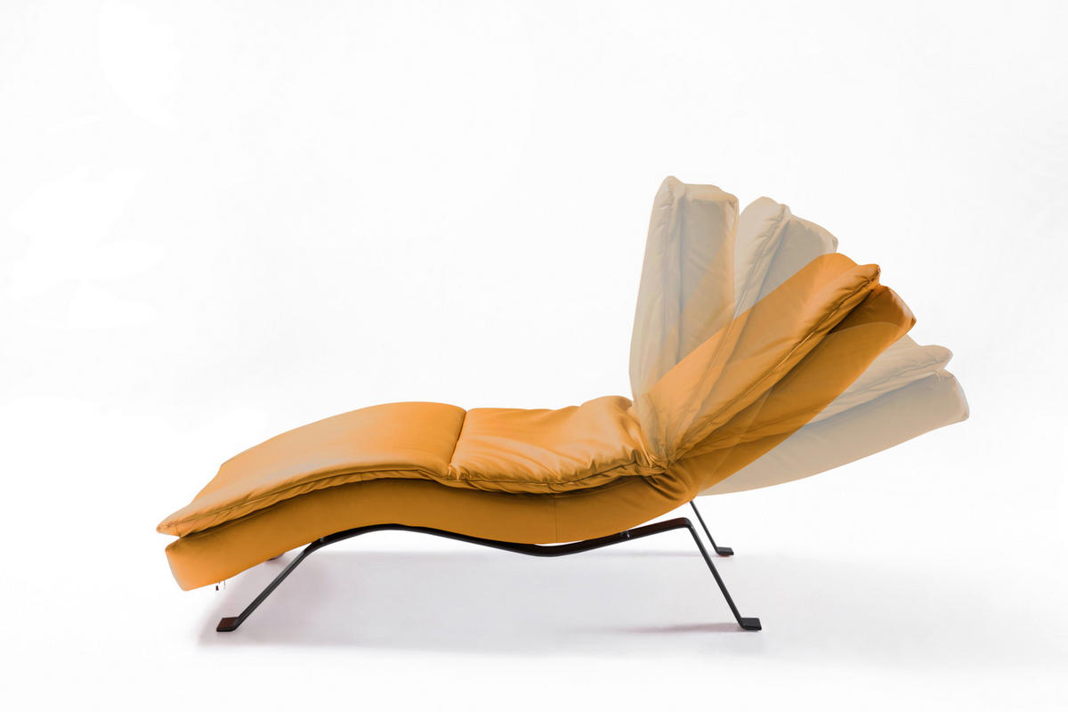 RECAMIER in piele galben  - galben/negru, metal/piele (65/65-95/171cm) - Celina Home