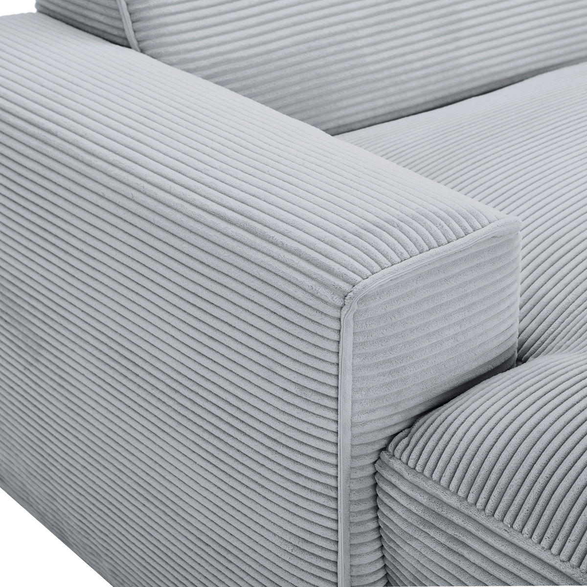 ECKSOFA in Cord Grau  - Schwarz/Grau, Design, Kunststoff/Textil (196/303cm) - Livetastic