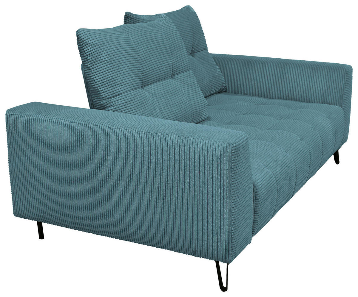 BIGSOFA Cord Petrol  - Petrol/Schwarz, KONVENTIONELL, Textil/Metall (246/100/116cm) - Carryhome
