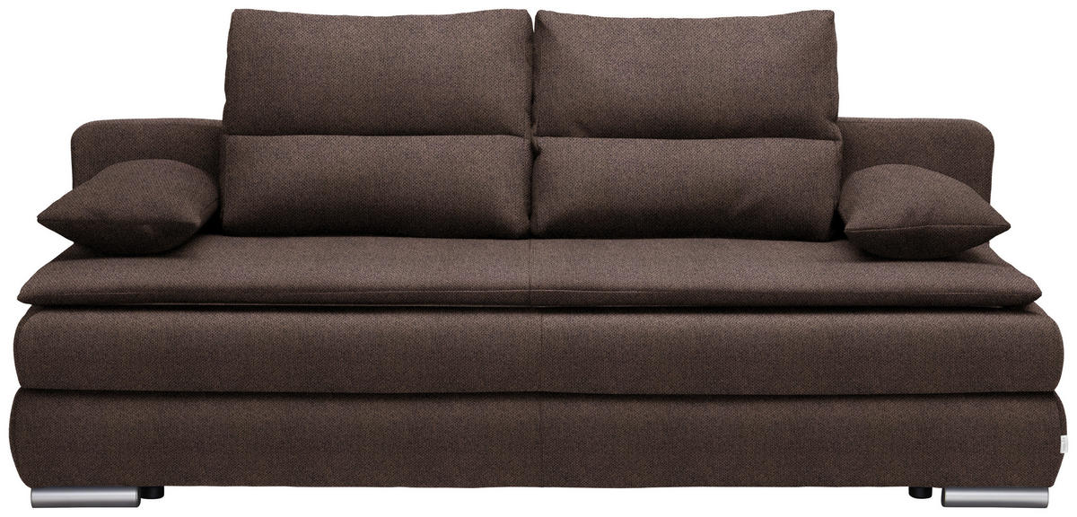 SCHLAFSOFA  mit Stoffauswahl, Schlafen auf Sitzhöhe, Rücken echt Webstoff Cappuccino  - Silberfarben/Cappuccino, KONVENTIONELL, Kunststoff/Textil (207/94/90cm) - Livetastic
