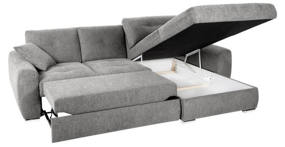 ECKSOFA in Mikrofaser Grau  - Chromfarben/Grau, MODERN, Kunststoff/Textil (276/193cm) - Hom`in