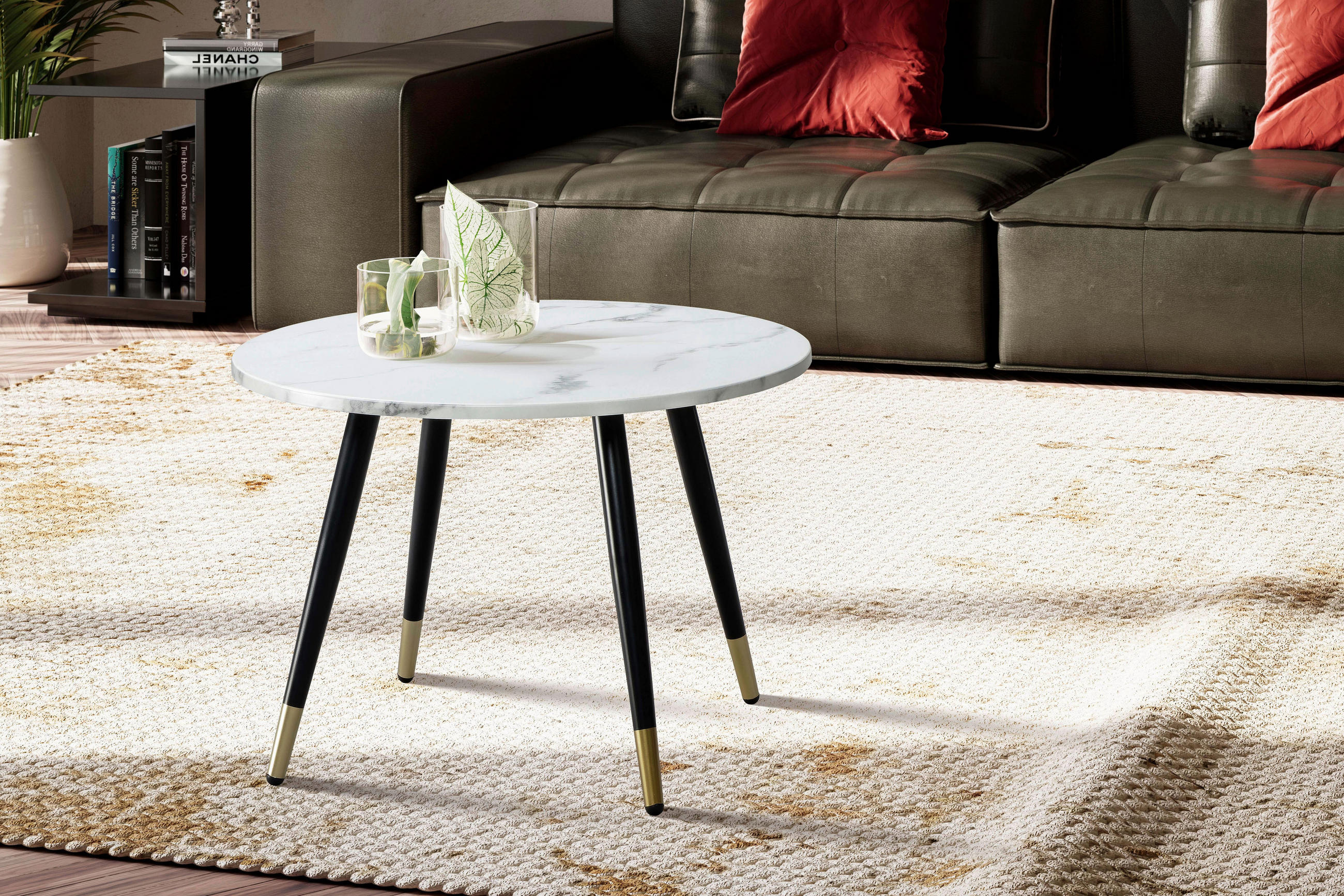 SOFFBORD i trämaterial 60/60/41 cm  - vit/svart, Design, metall/trämaterial (60/60/41cm) - MID.YOU