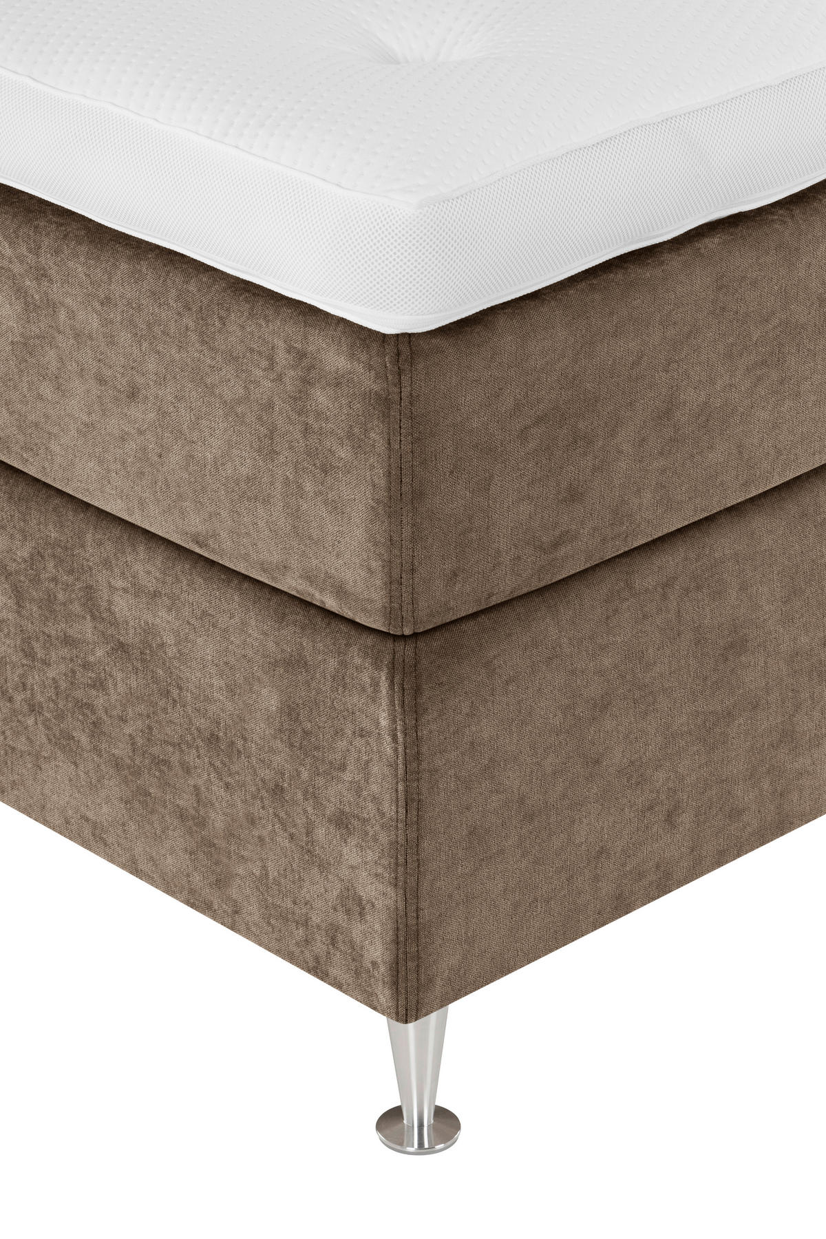 KONTINENTALSÄNG 180/200 cm  i brun  - aluminiumfärg/brun, Klassisk, metall/trä (180/200cm) - Novel