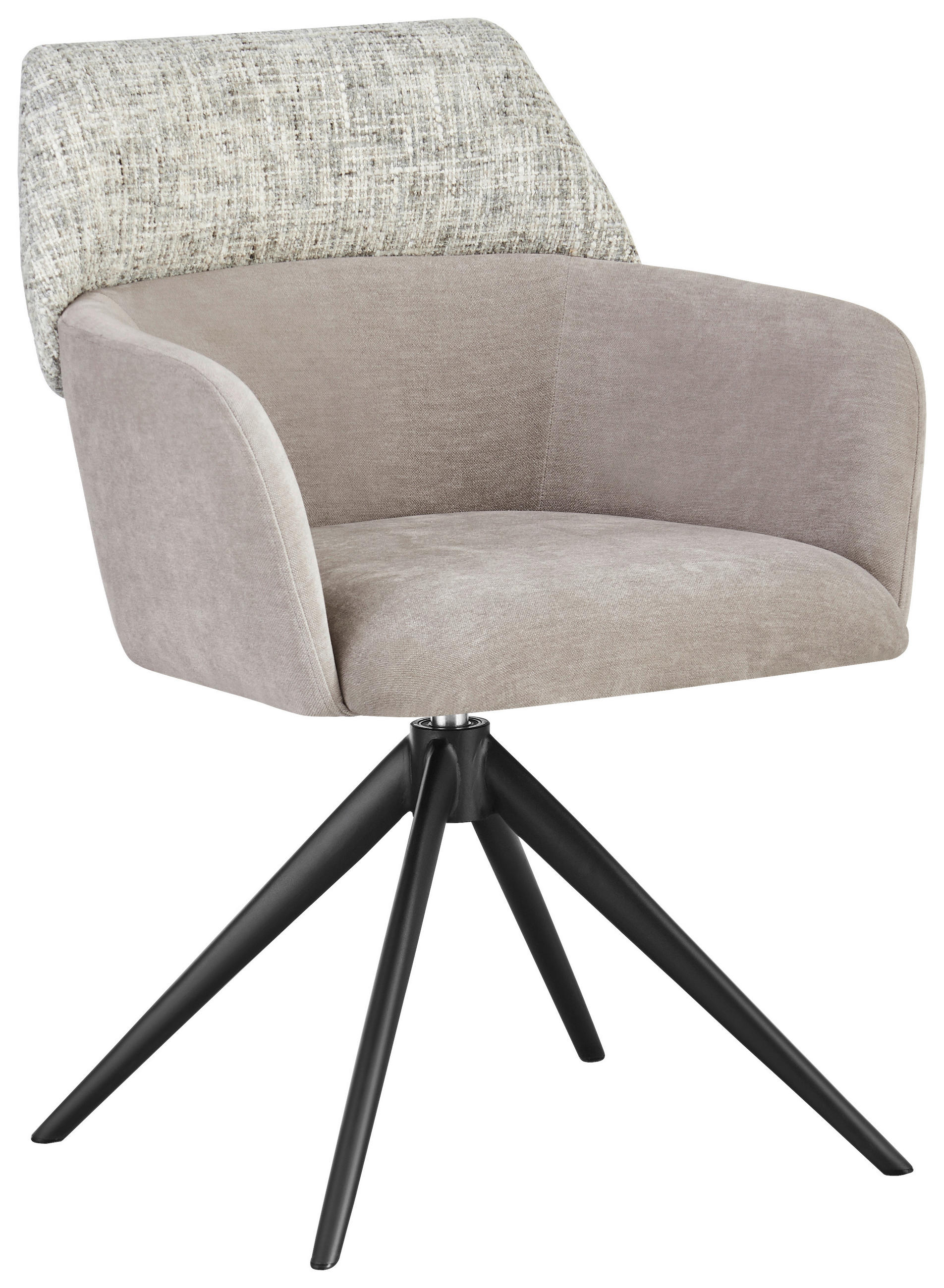 ARMLEHNSTUHL  in Eisen Webstoff  - Greige/Schwarz, Design, Textil/Metall (61/83/61cm) - Novel