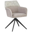 ARMLEHNSTUHL in Eisen Webstoff - Greige/Schwarz, Design, Textil/Metall (61/83/61cm) - Novel